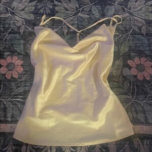 HYFVE Cream Satin Sleeveless Top
